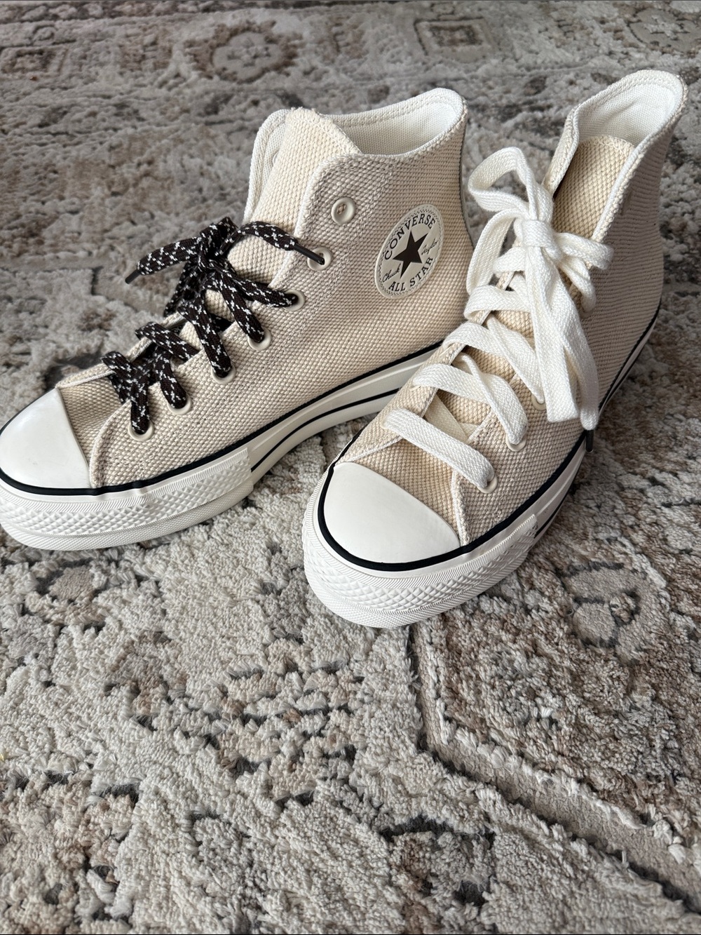 Converse High Top Sneakers - Cream with Black Accents